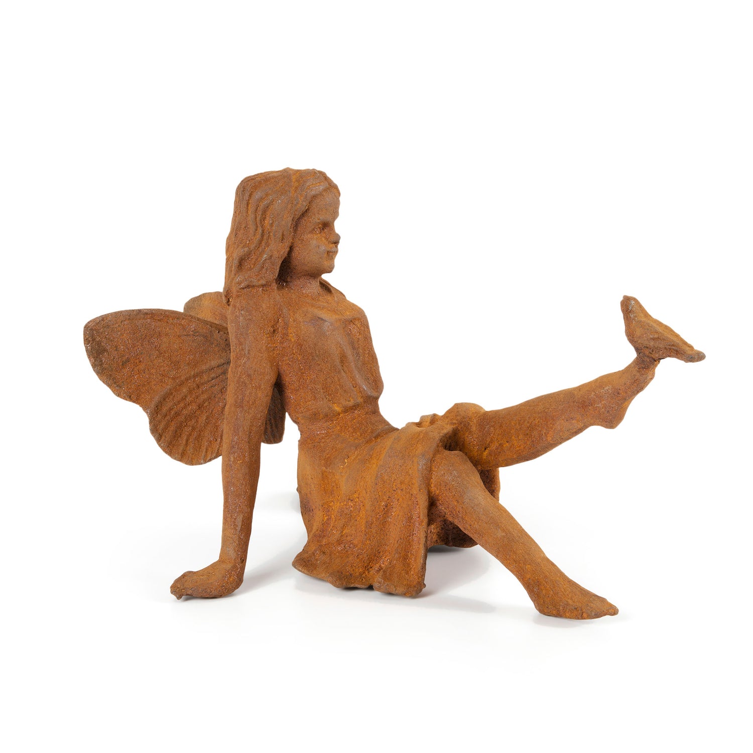 Cast Iron Fairy Statue With Leg Up