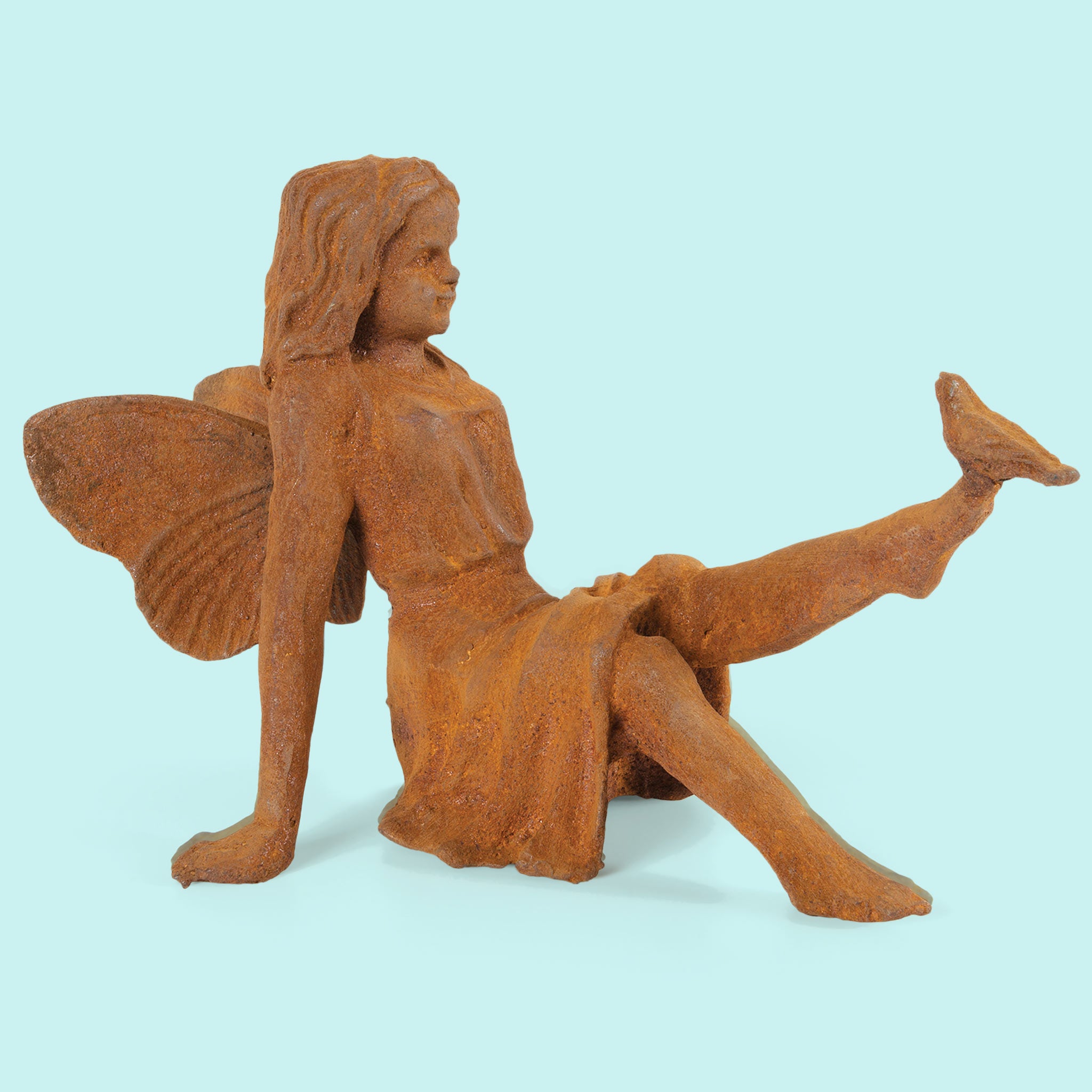 Cast Iron Fairy Statue With Leg Up